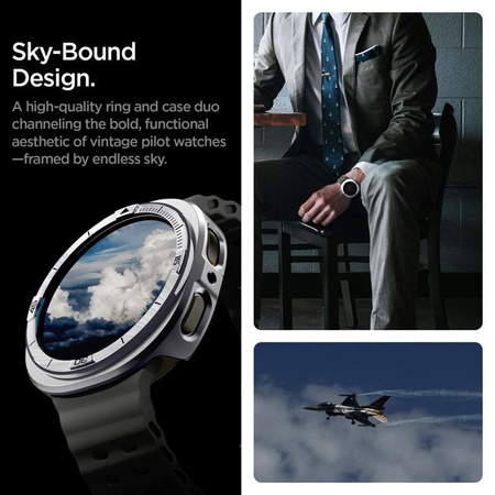 Spigen Bezel Tune Pro Pilot – Hülle / Schutzring für Samsung Galaxy Watch 8 44 mm (Silber)