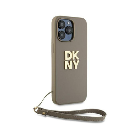DKNY Wrist Strap Stock Logo - Hülle für iPhone 15 Pro (Beige)