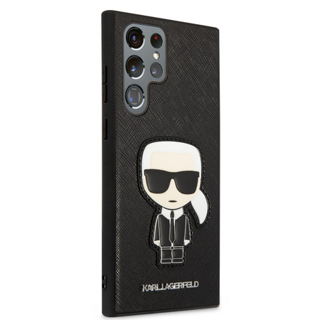 Karl Lagerfeld Saffiano Ikonik Patch - Étui Samsung Galaxy S22 Ultra (noir)