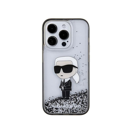 Karl Lagerfeld Liquid Glitter Ikonik - Coque pour iPhone 15 Pro (Transparent)