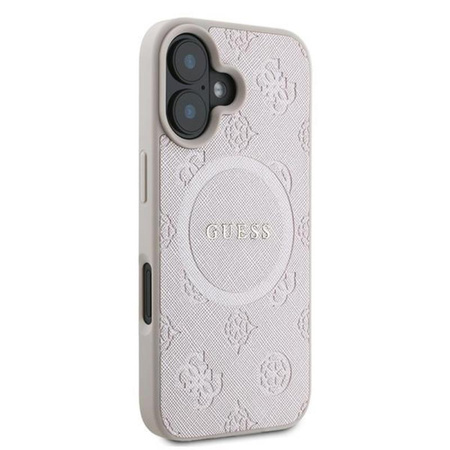 Guess Saffiano Peony Classic Logo MagSafe - iPhone 16 Plus tok (rózsaszín)