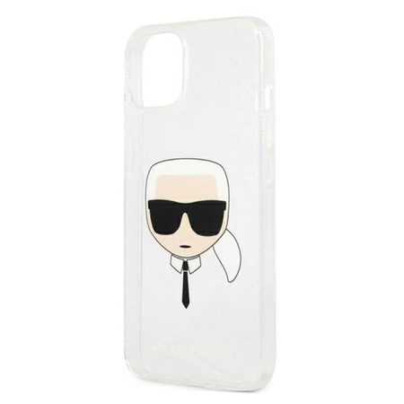 Karl Lagerfeld Karl's Head Glitter - iPhone 13 mini case (silver)