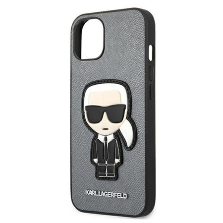 Karl Lagerfeld Saffiano Ikonik Patch - iPhone 13 mini Tasche (silber)