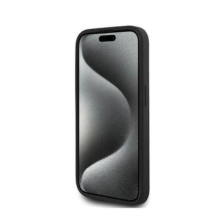 Karl Lagerfeld Diagonal Quilted Script - Étui pour iPhone 15 Pro (noir)