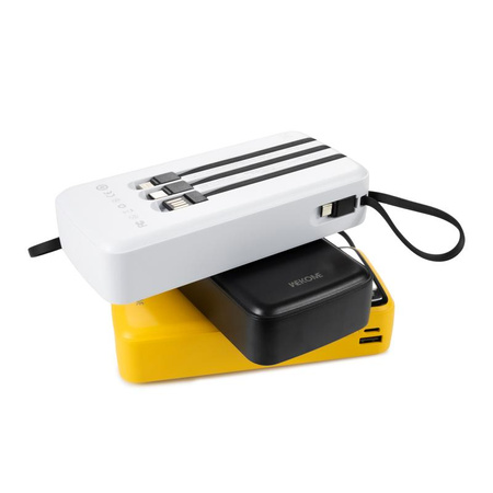 WEKOME WP-10 Pop Digital Series - Power bank 20000 mAh z wbudowanym kablem USB-C / Lightning / Micro USB / USB-A (Czarny)