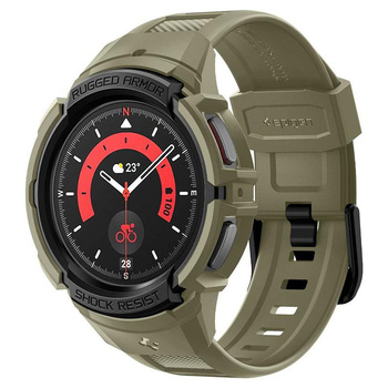 Spigen Rugged Armor Pro - szíj + tok Samsung Galaxy Watch 5 45 mm-es órához (Vintage Khaki)