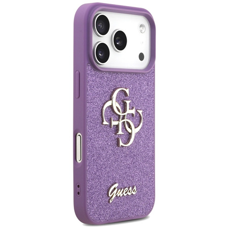ETUI DO IPHONE 17 PRO GUESS GLITTER ORYGINALNE FIOLETOWE BROKATOWE MODNE