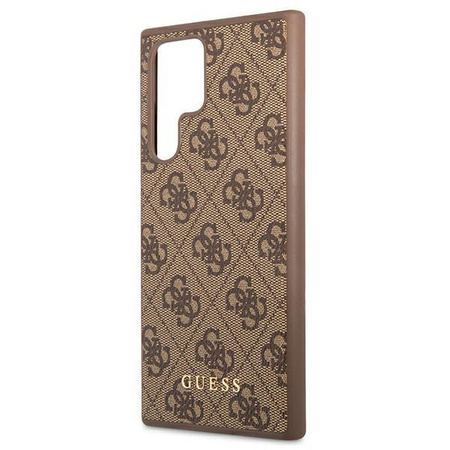 Guess 4G Metal Gold Logo - Etui Samsung Galaxy S22 Ultra (brązowy)