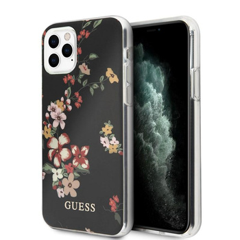 Guess Flower Shiny Collection N4 - pouzdro pro iPhone 11 Pro (černé)