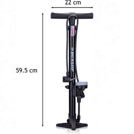 Dunlop - Floor pump for bikes, balls, mattresses with pressure gauge (Black)
