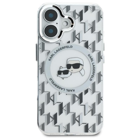 Karl Lagerfeld IML Monogram Karl & Choupette Head MagSafe - Pouzdro pro iPhone 16 (průhledné)
