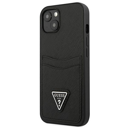 Guess Saffiano Double Card Triangle - iPhone 13 tok (fekete)