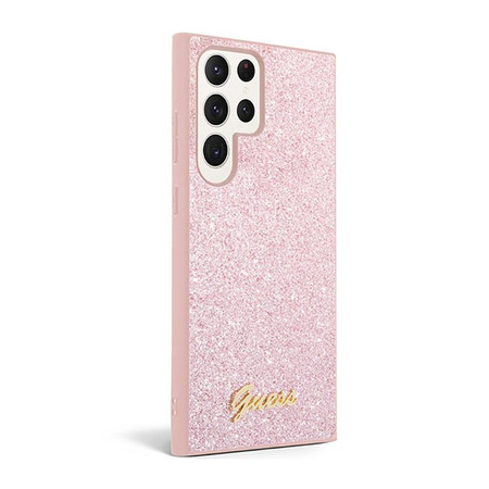 Guess Glitter Flakes Metal Logo Case - Samsung Galaxy S23 Ultra Case (pink)