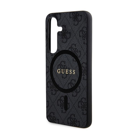 Guess 4G Collection Cuir Logo Métal MagSafe - Étui Samsung Galaxy S24 (noir)