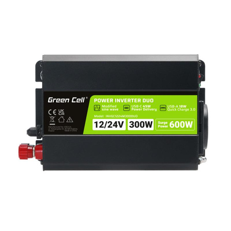 Green Cell - Onduleur DUO 12V/24V à 230V 300W/600W Convertisseur de tension à onde sinusoïdale modifiée