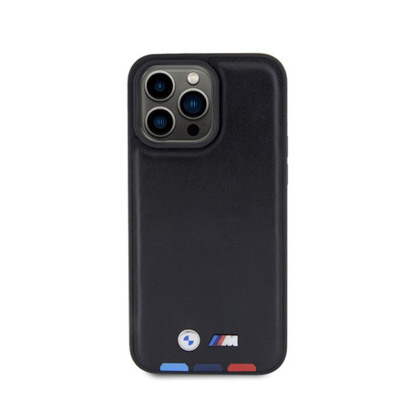 BMW Leather Hot Stamp Tricolor - Étui pour iPhone 15 Pro Max (noir)