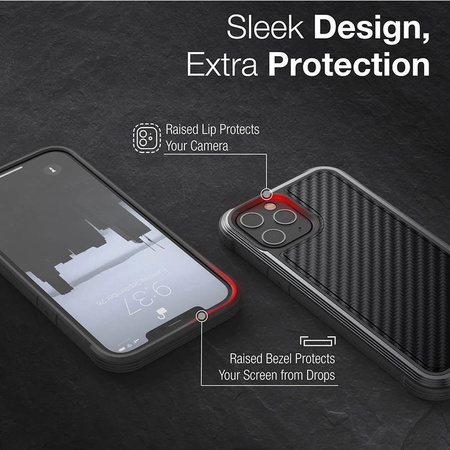 X-Doria Raptic Lux - Alumínium tok iPhone 12 Pro Max készülékhez (Cseppteszt 3m) (fekete szénszálas)