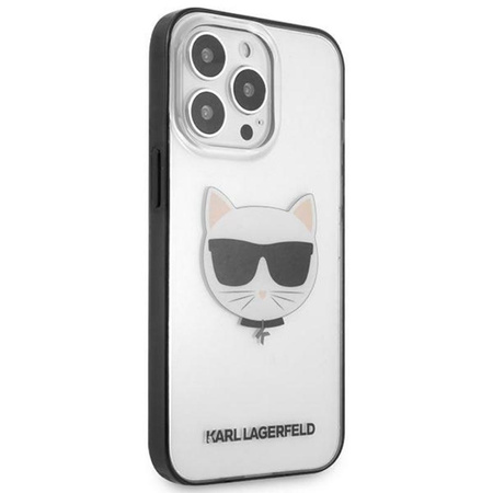 Karl Lagerfeld Choupette Head - Etui iPhone 13 Pro (przezroczysty / czarna ramka)