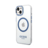 Guess Metal Outline Magsafe - Coque pour iPhone 14 Plus (transparent / bleu)