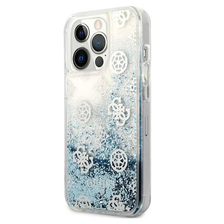 Guess Peony Liquid Glitter - iPhone 13 Pro Tasche (blau)