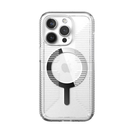 Speck Gemshell Grip + MagSafe - Coque pour iPhone 15 Pro (Transparent / Finition Chrome)