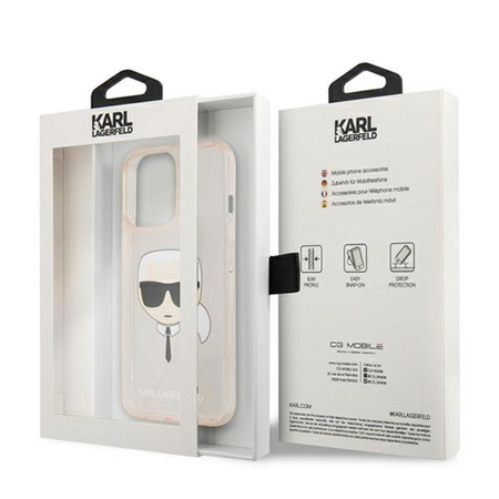 Karl Lagerfeld Karl's Head Glitter - iPhone 13 Pro Tasche (Gold)