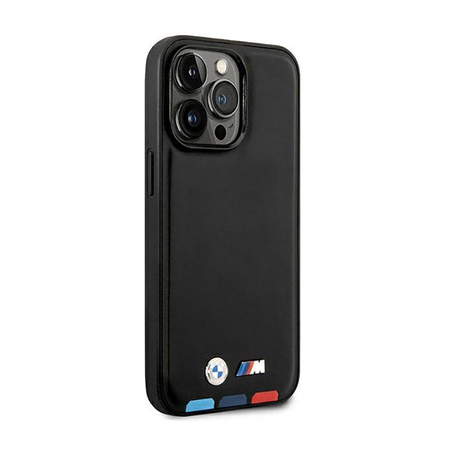 Kožené pouzdro BMW Hot Stamp Tricolor MagSafe - iPhone 14 Pro Max (černé)