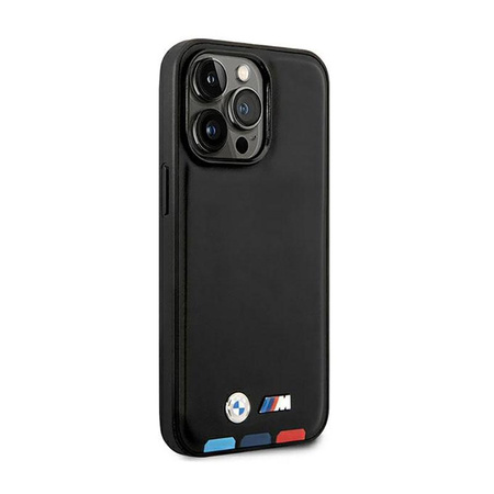 BMW Leather Hot Stamp Tricolor MagSafe - iPhone 14 Pro Max Case (Black)