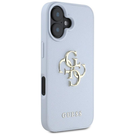 Guess Grained Big 4G Logo Small Classic Logo - Pouzdro pro iPhone 16 (modré)