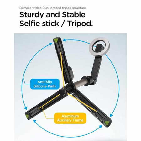 Spigen S570W MagSafe Bluetooth Selfie Stick Tripod - Support pour smartphone / support pour selfie stick (Noir)