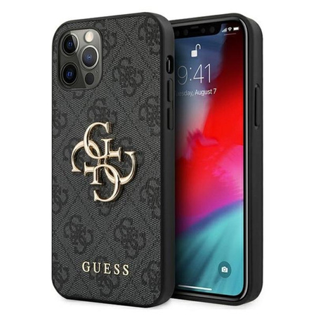 Guess 4G Big Metal Logo - pouzdro pro iPhone 12 / iPhone 12 Pro (šedé)