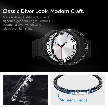 Spigen Bezel Tune Diver - Protective Housing / Bezel Ring for Samsung Galaxy Watch 8 44 mm (Black)
