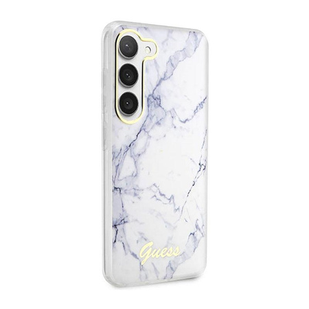 Guess Marble Collection - pouzdro pro Samsung Galaxy S23+ (bílé)