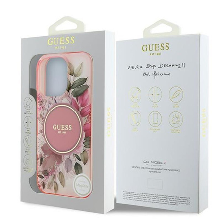 Guess IML Flower & Tonal Circle MagSafe - Hülle iPhone 16 Pro (Rosa)