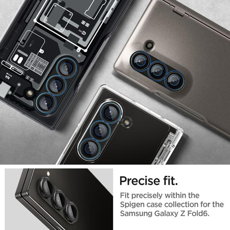 Spigen Optik.TR EZ Fit kamera objektívvédő 2-Pack - Lencse védőüveg Samsung Galaxy Z Fold 6 (2 db) (Fekete)