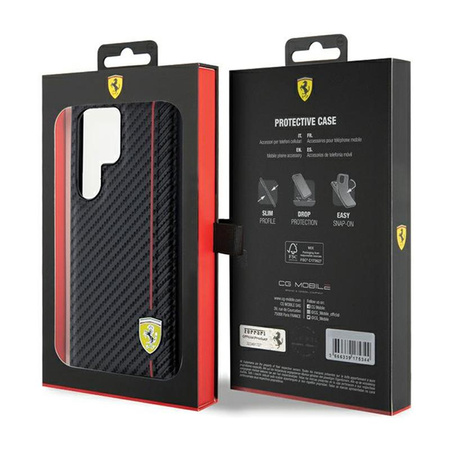 Ferrari Carbon Printed Line - Samsung Galaxy S24 Ultra tok (fekete)