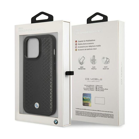 BMW Leather Diamond Pattern - iPhone 14 Pro Case (Black)
