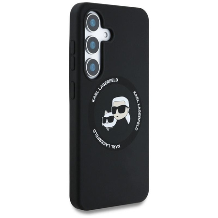 Karl Lagerfeld Silikon Doppelköpfe und Kreis MagSafe - Samsung Galaxy S25 Fall (schwarz)