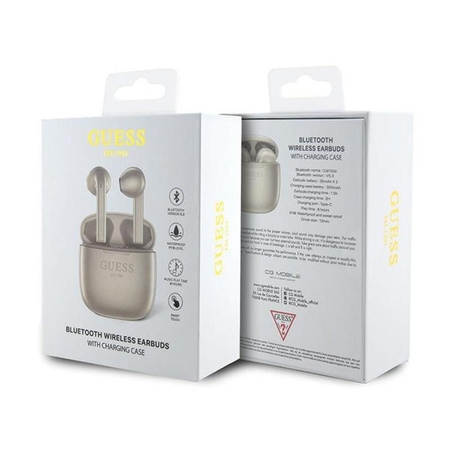 Guess True Wireless Script Logo BT5.3 - TWS casque + étui de chargement (or)
