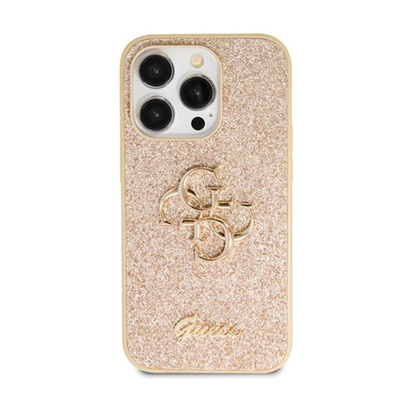 Pouzdro Guess Glitter Script Big 4G - iPhone 14 Pro (zlaté)