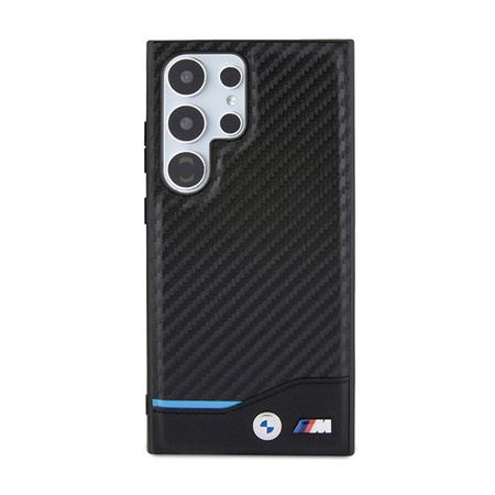 BMW Leather Carbon Blue Line - Case for Samsung Galaxy S24 Ultra (black)