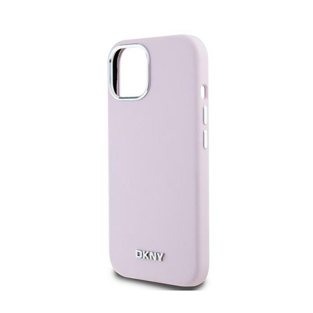 DKNY Liquid Silicone Kleines Metall-Logo MagSafe - iPhone 15 Plus / 14 Plus Tasche (rosa)