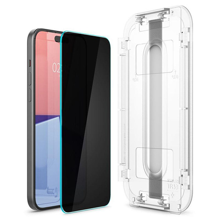 Spigen GLAS.TR EZ FIT Privacy - Verre trempé avec filtre de confidentialité pour iPhone 15 Pro