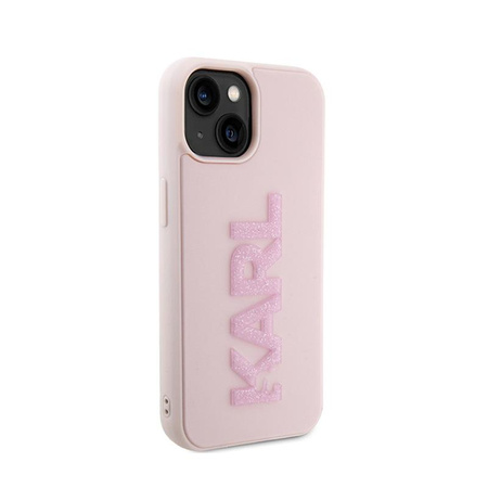 Karl Lagerfeld 3D Rubber Glitter Logo - Coque pour iPhone 15 Plus (rose)