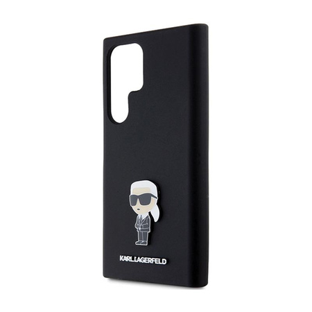 Karl Lagerfeld Silikon Ikonik Metall Pin - Samsung Galaxy S24 Ultra Tasche (schwarz)