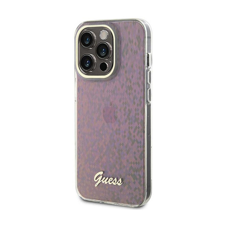 Guess IML Faceted Mirror Disco Iridescent - pouzdro pro iPhone 15 Pro (růžové)