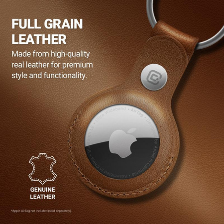 Crong Leather Case with Key Ring - Leather key ring for Apple AirTag (brown)