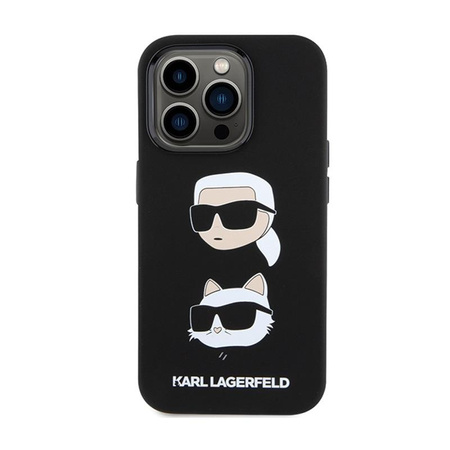 Karl Lagerfeld Silikonové pouzdro Karl & Choupette Heads - iPhone 15 Pro (černé)