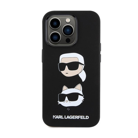 Karl Lagerfeld Silicone Karl & Choupette Heads - Coque iPhone 15 Pro Max (noir)