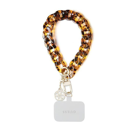 Guess Universal Big Hand Strap Acrylic 4G Charm - Universal Phone Strap (Brown)